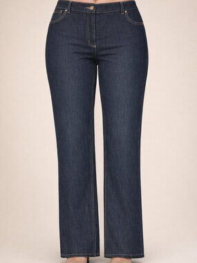 NWT Contrast Dark Denim Jeans Pants Flattering Tummy Control Basic fit Size 22